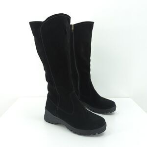 La Canadienne Women 5 Helene Boots Black Shearling Suede Waterproof Knee FLAW